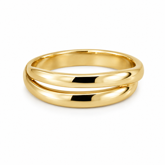 Gold over Sterling Overlap Band Ring
