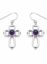 Purple Turquoise and Hammered Sterling Cross Earrings