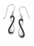 Mother of Pearl Black Crystal and Sterling Earrings