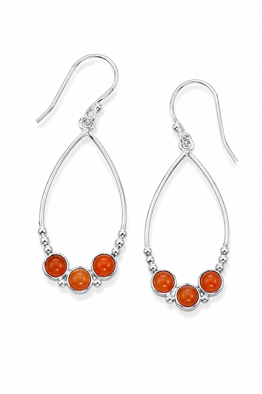 Carnelian and Sterling Open Design Earrings