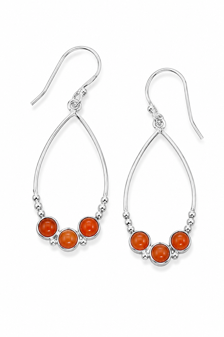 Carnelian and Sterling Open Design Earrings