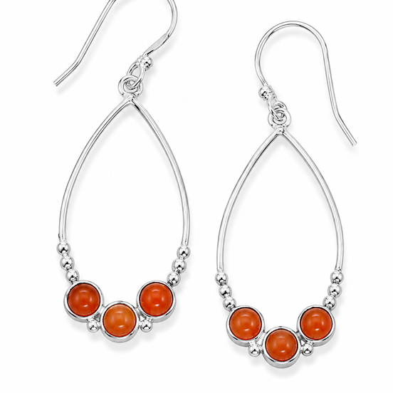 Carnelian and Sterling Open Design Earrings