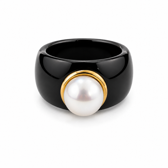 Cultured Freshwater Pearl and Black Jade