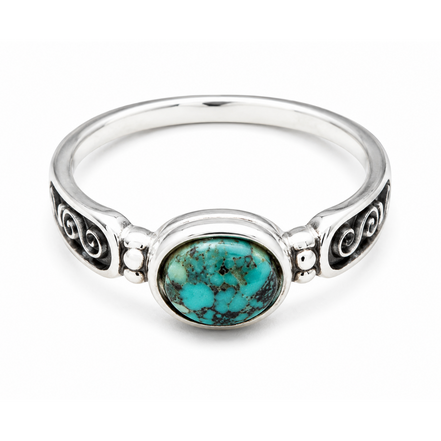 Sterling with Turquoise Scrollwork Band