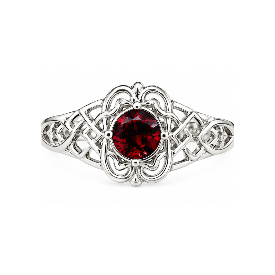 Sterling Filigree with Oval Cut Garnet