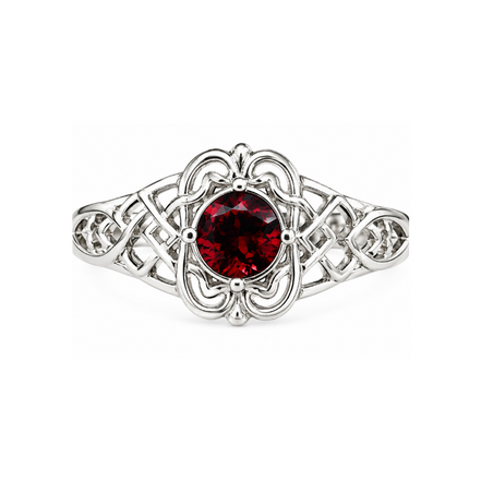 Sterling Filigree with Oval Cut Garnet
