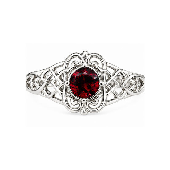 Sterling Filigree with Oval Cut Garnet