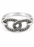 Sterling Silver Ring with Black Crystals and Marcasite