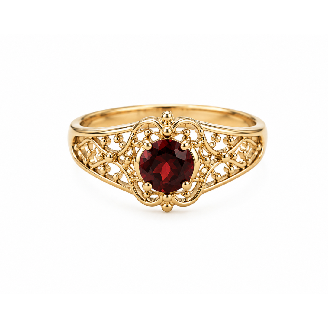 Red Garnet Gemstone Sterling Ring