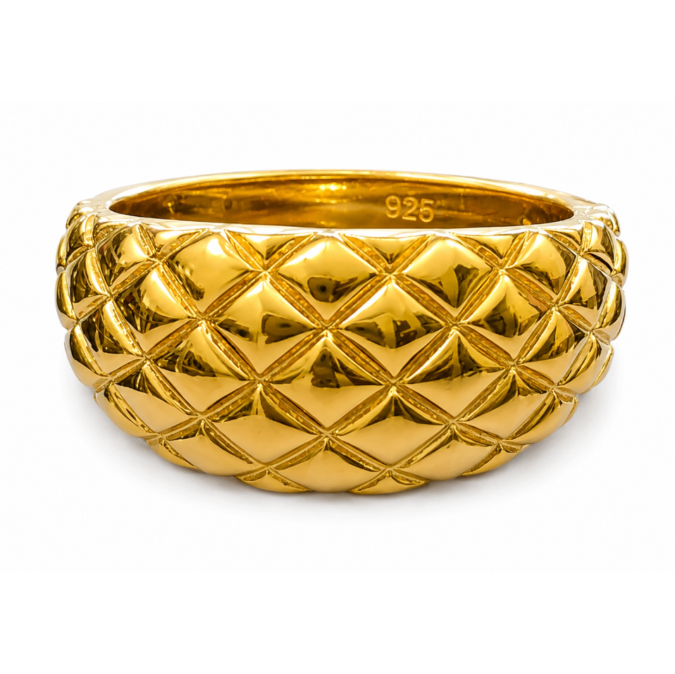 Basketweave Gold Dome Ring