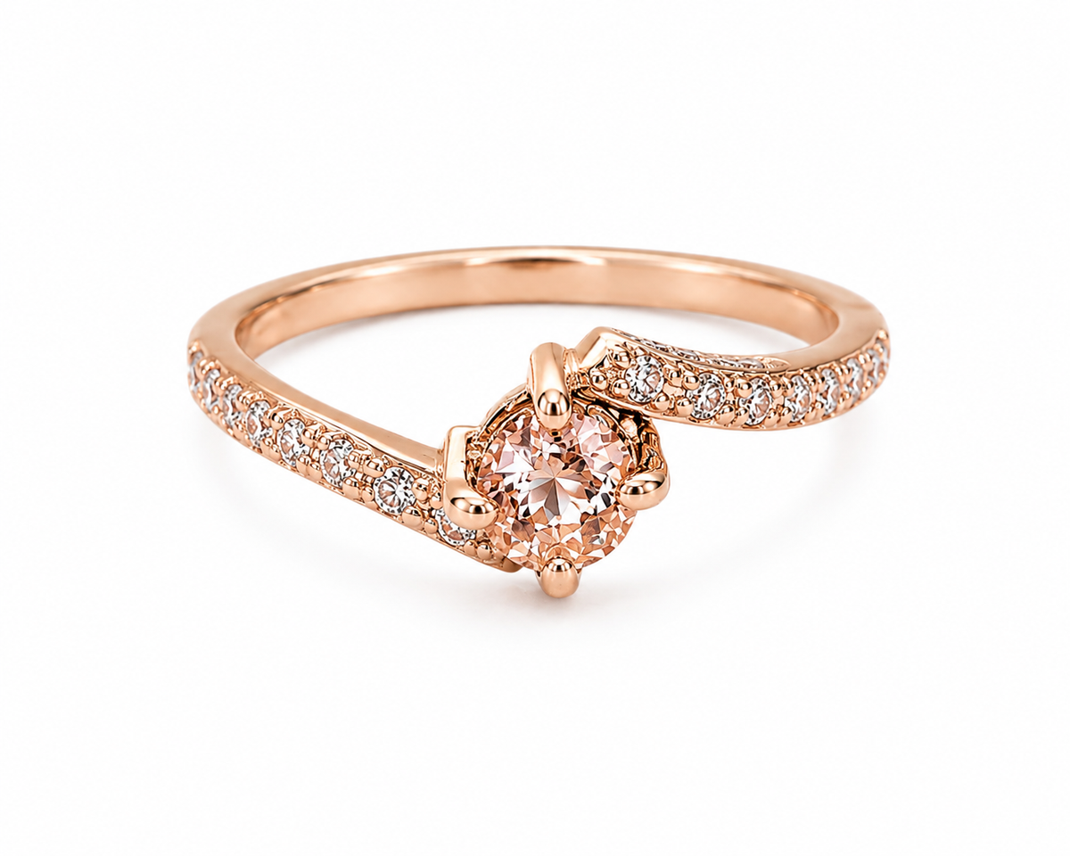 Rose Colored Peach Center Sterling Ring