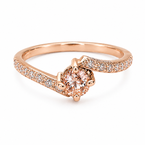 Rose Colored Peach Center Sterling Ring