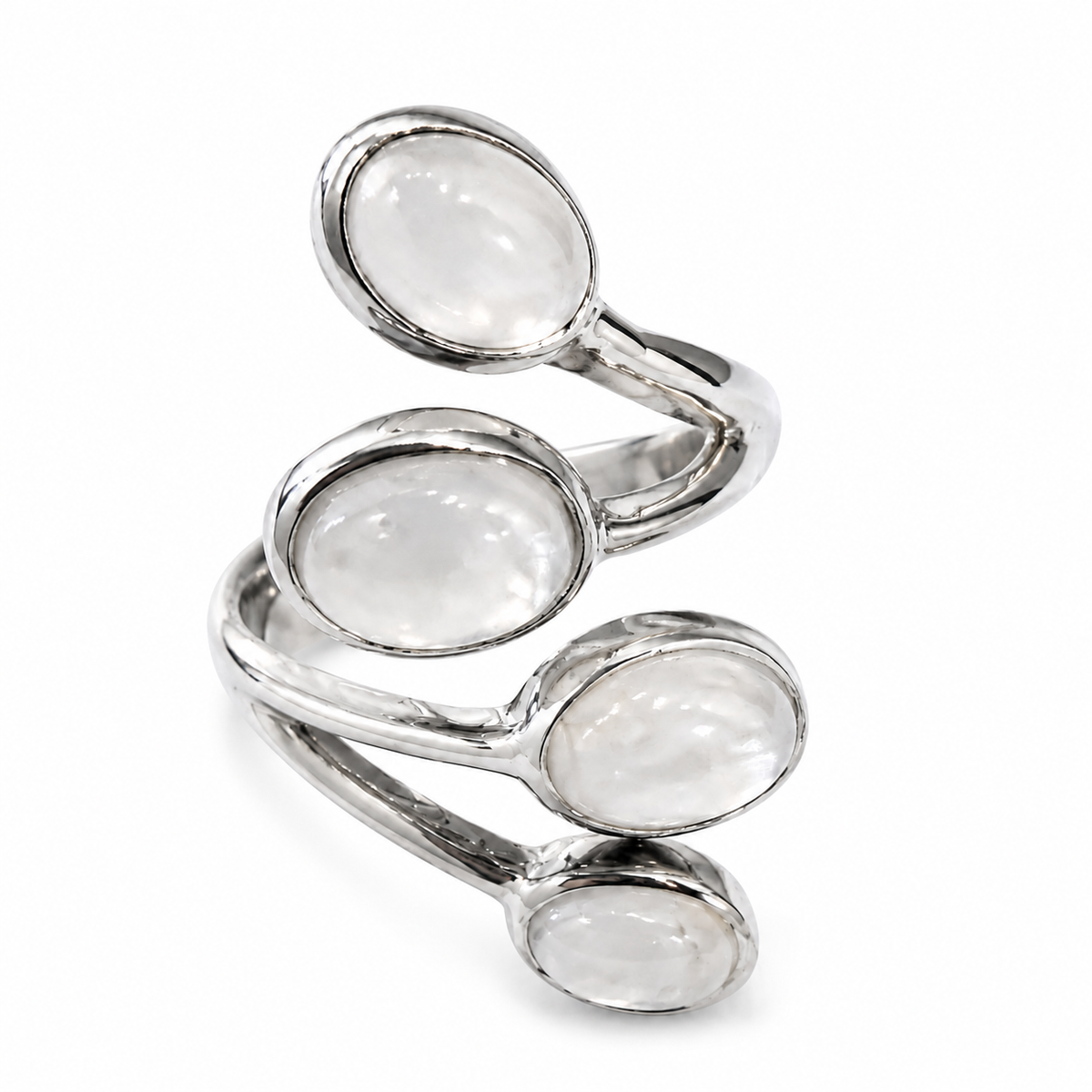 Multi-stone Bypass with Oval Cabochon Ring