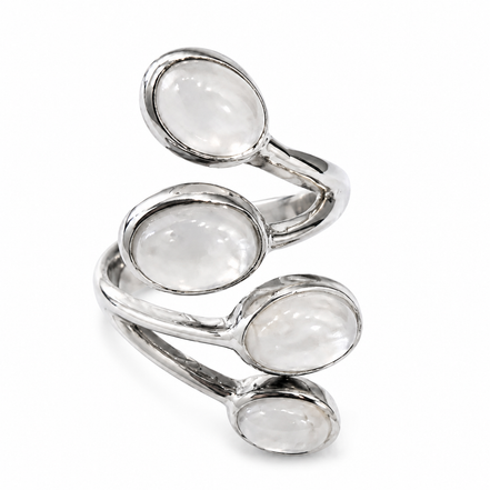 Multi-stone Bypass with Oval Cabochon Ring