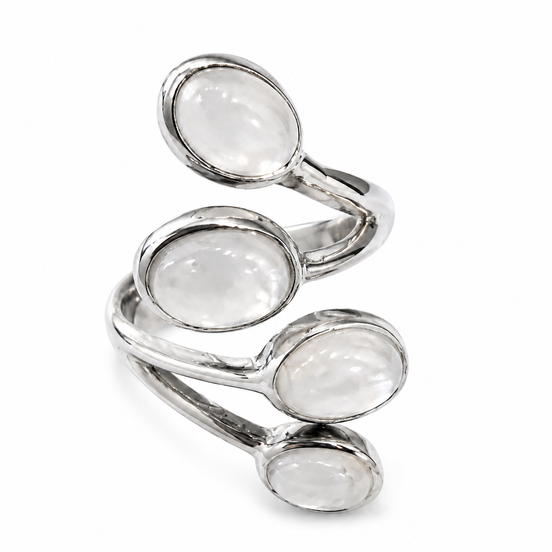Multi-stone Bypass with Oval Cabochon Ring