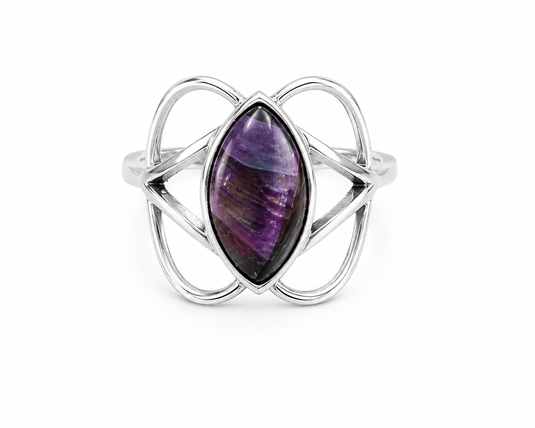 Marquise Cut Sterling Purple Amethyst