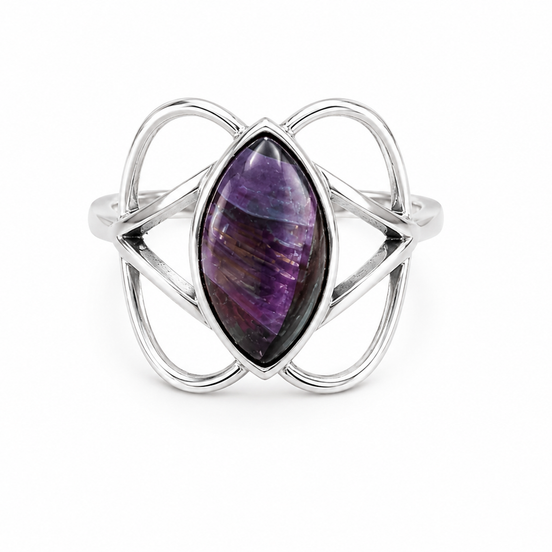 Marquise Cut Sterling Purple Amethyst