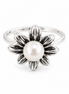 Silver Tone Carved Flower Ring