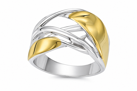 Two Tone Gold over Sterling Twist and Turn Ring