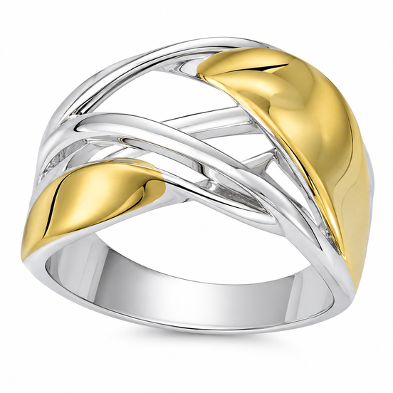 Two Tone Gold over Sterling Twist and Turn Ring
