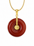 Red Jade and Gold over Sterling Good Fortune Pendant