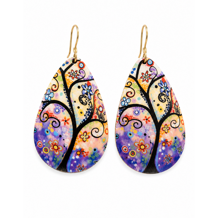 Zad Enameled Swirly Tree Earrings