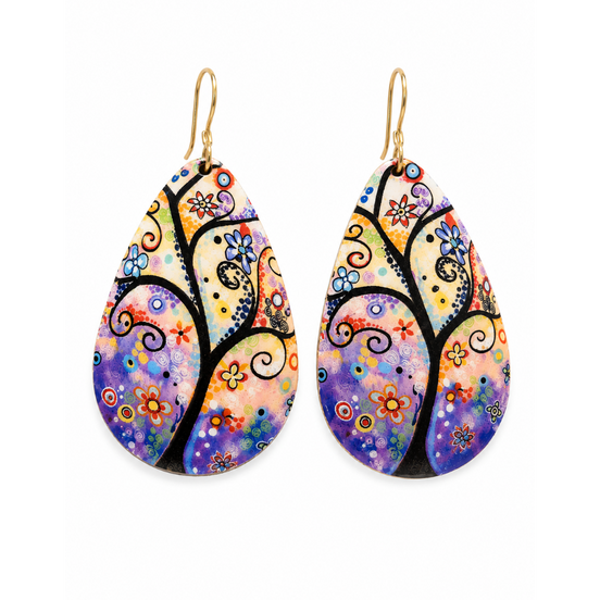 Zad Enameled Swirly Tree Earrings