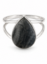 Black Agate Sterling Split Shank Ring