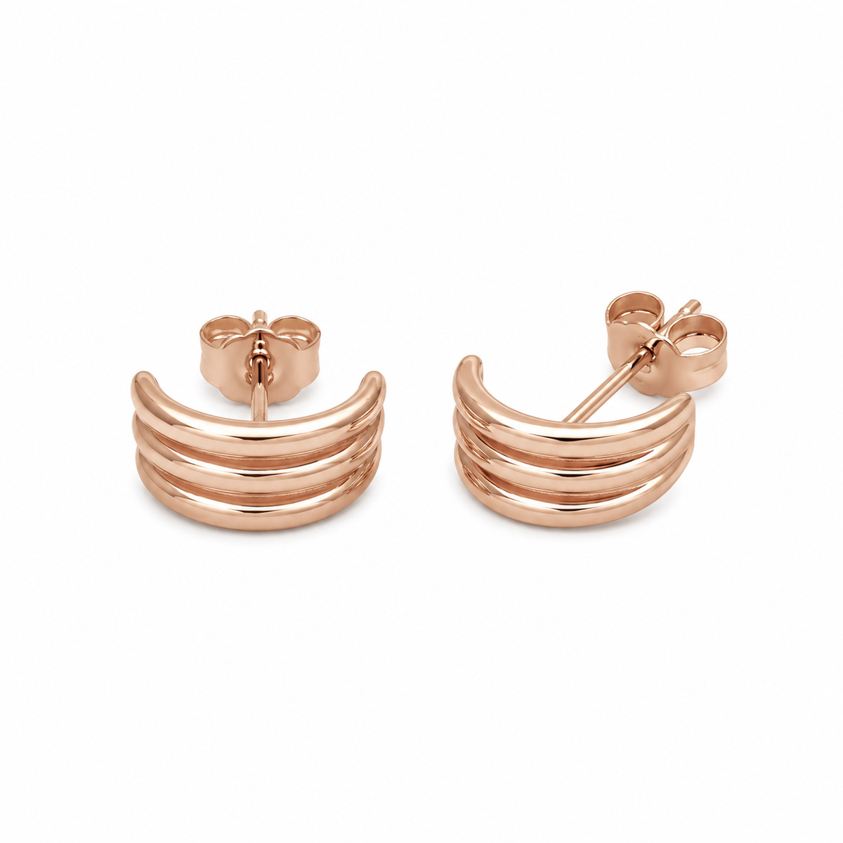 Rose Gold over Sterling Open Design Half Hoop Earrings