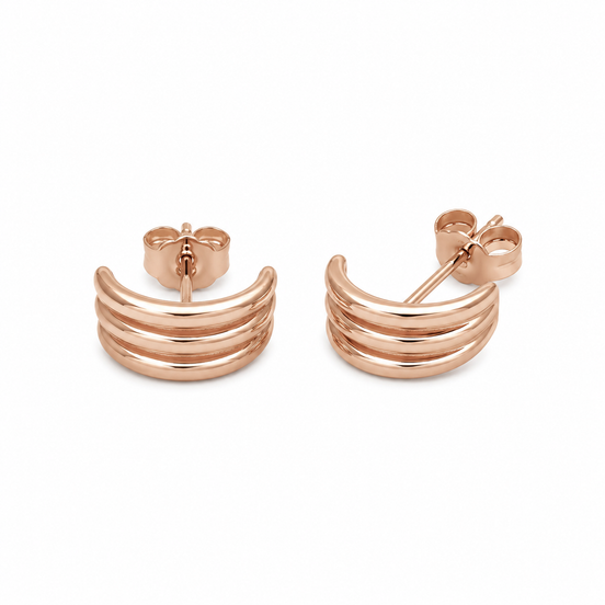 Rose Gold over Sterling Open Design Half Hoop Earrings